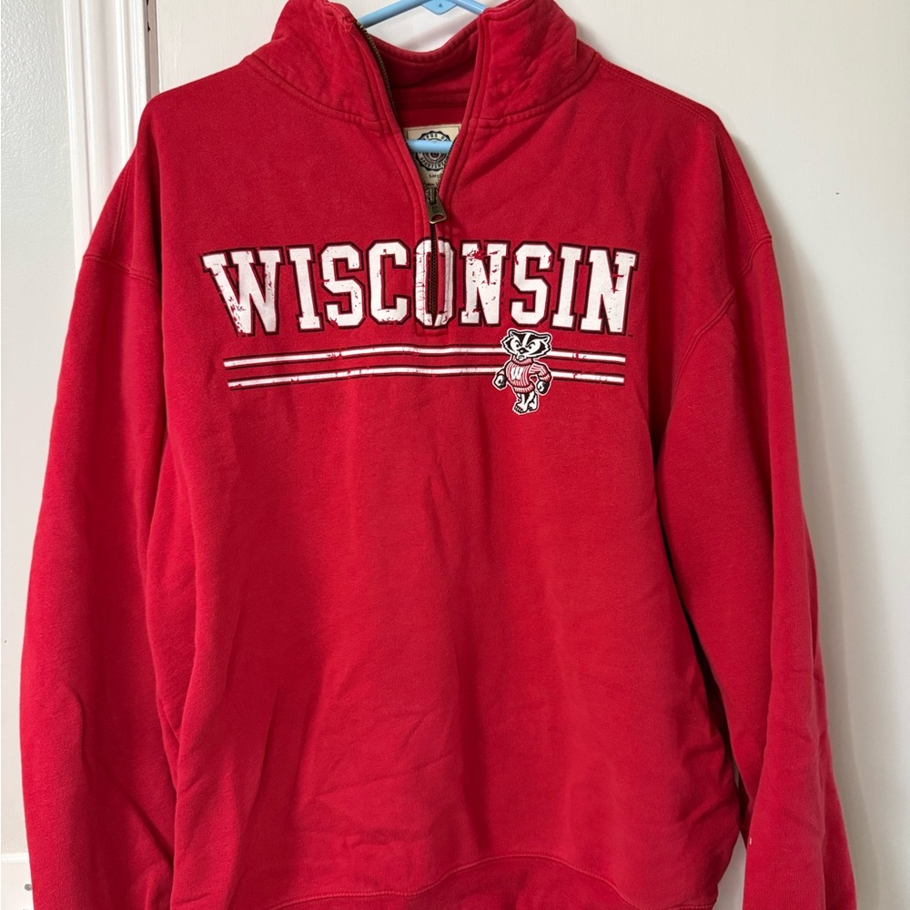 Wisconsin Red quarter zip Sweater